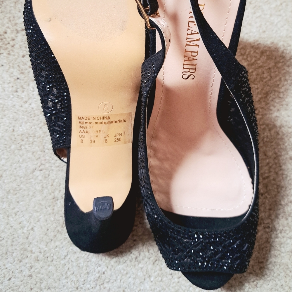 Peep Toe Rhinestone Pumps - Picture 4 of 5